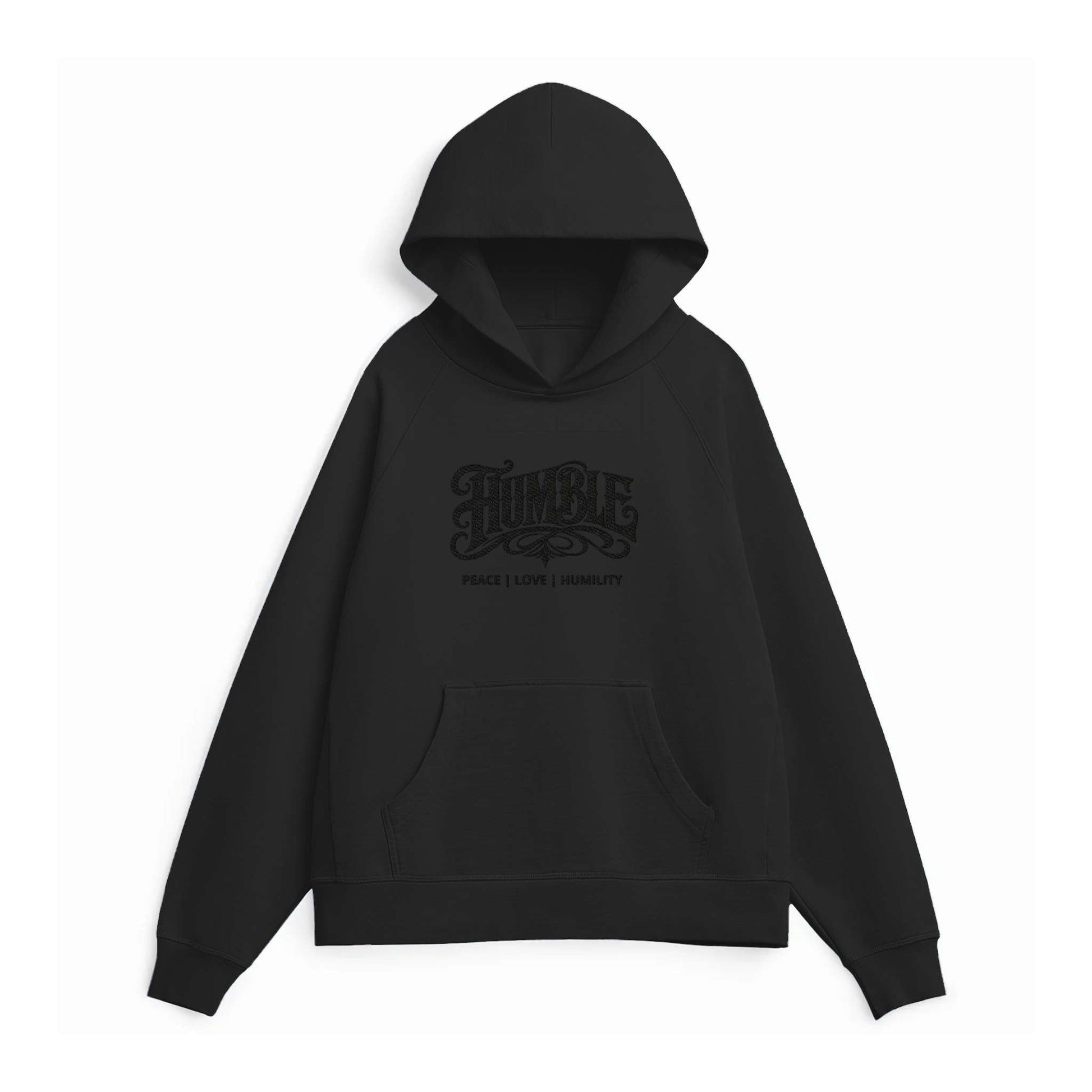 THG PREMIUM 500GSM BLACK ON BLACK ORGANIC FRENCH TERRY HOODIE