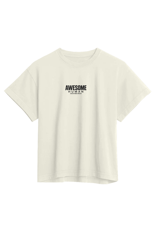 THG AWESOME HUMAN WOMEN S EMBROIDERED HEAVYWEIGHT ORGANIC TEE