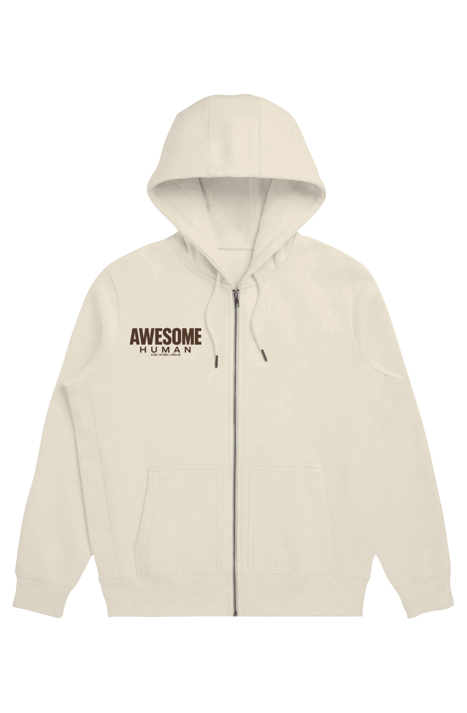THG PREMIUM EMBROIDERED AWESOME HUMAN FULL ZIP ORGANIC HOODIE