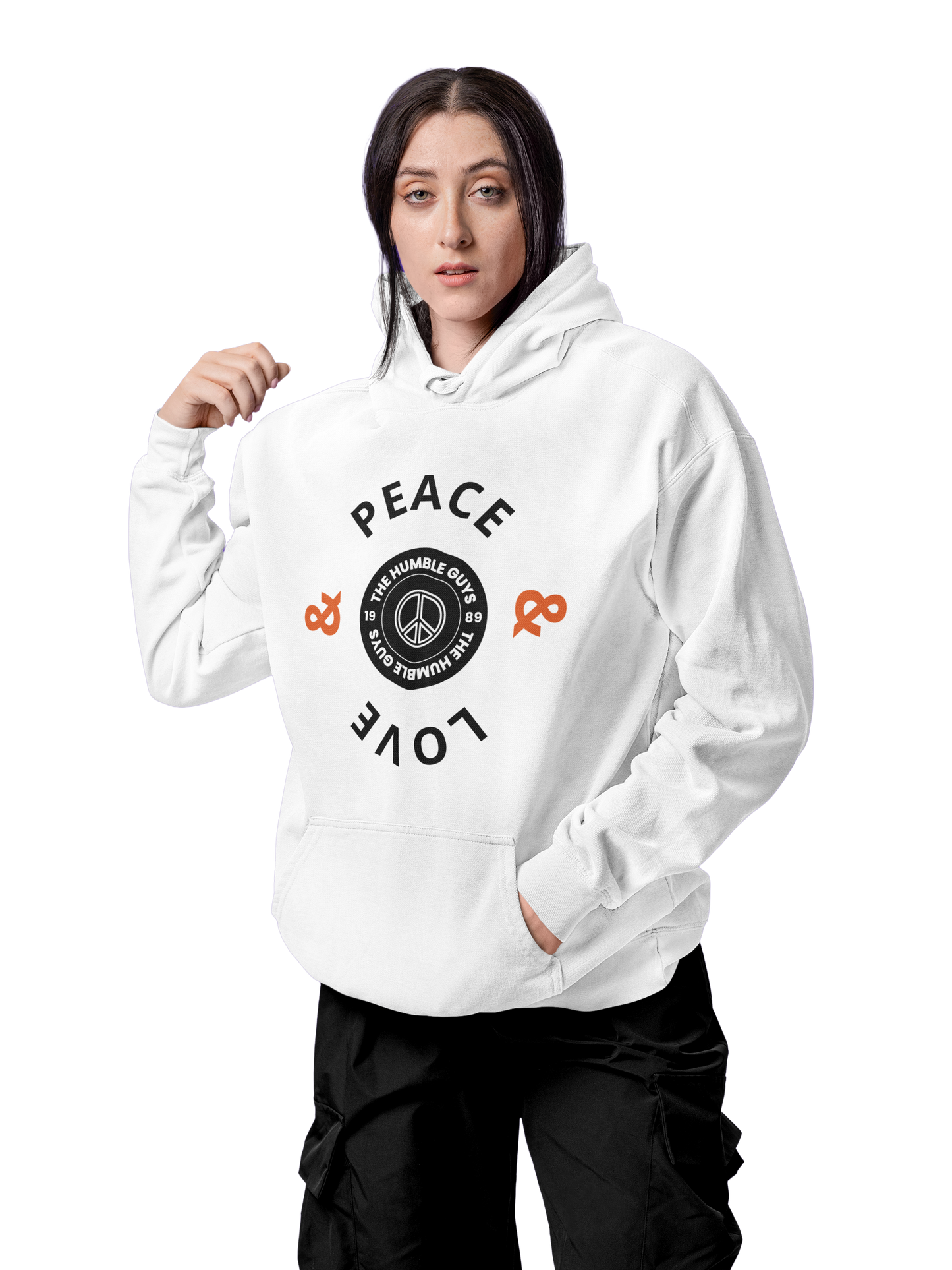 The Humble Guys Peace & Love Unisex Kapuzenpullover mit Pigmentfärbung