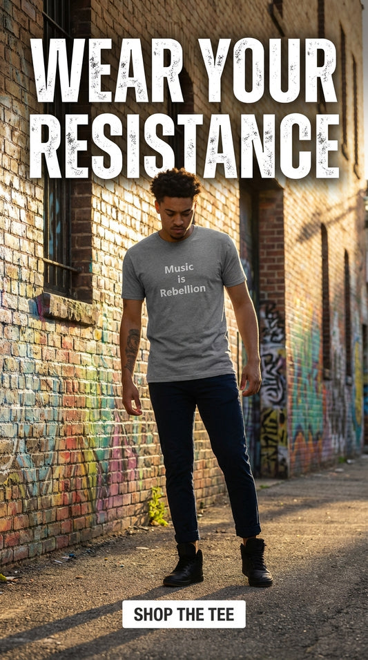 The Humble Guys Men’s premium heavyweight "Music is Rebellion" tee